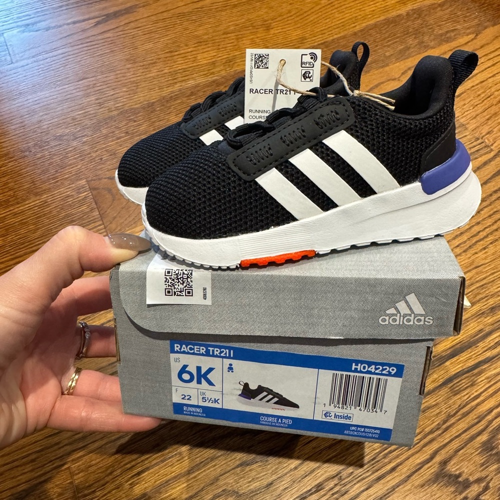 Adidas Kids Racer TR21 Black and White Sneakers